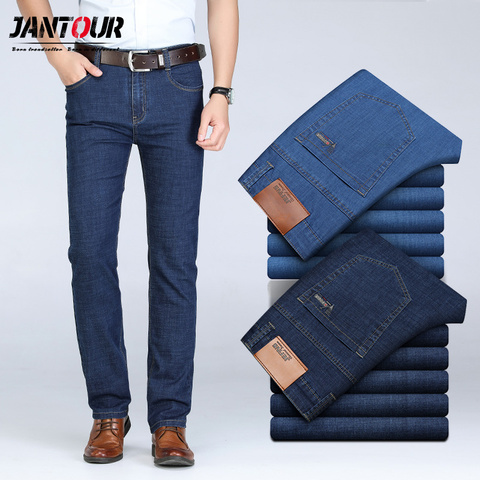 Summer Men Thin Loose Straight Jeans Classic Style Business Casual High  Stretch Denim Pants Light Blue Dark Blue Brand Trousers - AliExpress