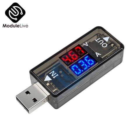 Mini 5V USB Current Voltage Meter Tester Red Blue Voltmeter Ammeter Detector Dual Digital 3.3-18V 0-3A For Mobile Phone Black ► Photo 1/6