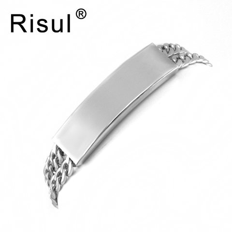 Risul mens jewelry blank tube cable cuban bracelets personalized print name Stainless steel original bracelets wholesale 50pcs ► Photo 1/6