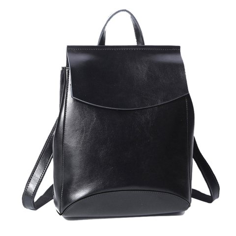 High Quality Real Cowhide Women Backpack Knapsack Crossbody Shoulder Bag Oil Wax Genuine Leather Female Rucksack School Daypack  ► Photo 1/1