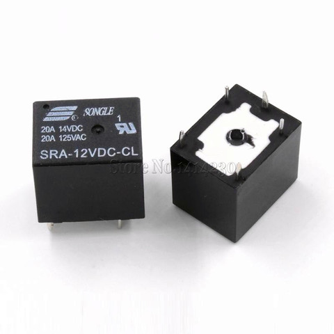 10Pcs 12V 20A DC Power Relay SRA-12VDC-CL  5Pin PCB Type In stock Black Automobile relay ► Photo 1/4