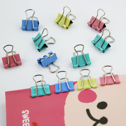 60 PCS/lot Colorful Metal Binder Clips Paper Clip 15mm Office School Stationery Binding Learning Supplies Color Random ► Photo 1/6