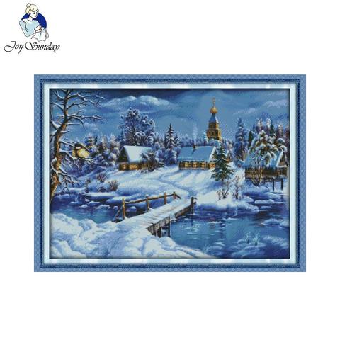 Joy sunday scenic style A world of ice and snow hand make cross stitch pattern kits embroidery painting ► Photo 1/6