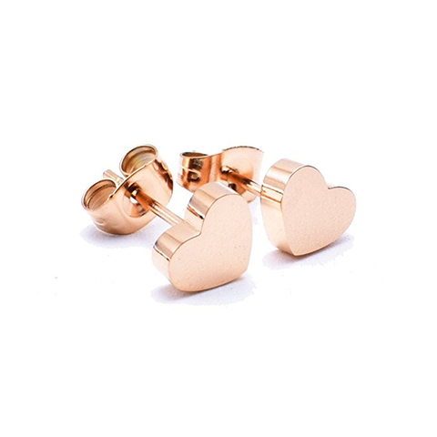 Minimalism Cute Rose Gold Heart Stud Earrings for Women Children Sister Bridesmaid Gift Stainless Steel Earings Fashion Jewelry ► Photo 1/6