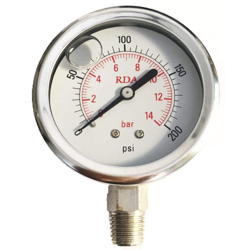 0-200psi 0-14bar 1/8"BSPT Pressure Gauge Manometer for Water Air Oil Small 