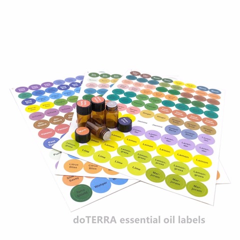 1set Pre-Printed Essential Oil Bottles Cap Lid Labels Round Circle Stickers Colorful For ALL doTERRA Young Living Oils Organizer ► Photo 1/6