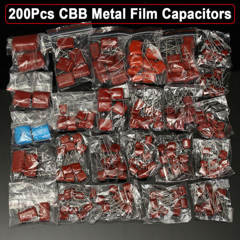 200pcs/lot 25 Types 630V 0.001uf~2.2uf CBB Metal Film Capacitors Assortment Kit Free Shipping ► Photo 1/6