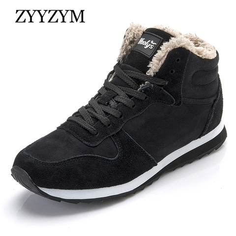 ZYYZYM Men Boots Winter Shoes For Men Lace-Up Style Winter Fashion Sneakers Casual Plush Keep Warm Youth Cotton Shoes Snow boots ► Photo 1/6