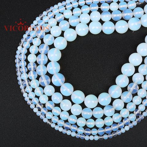 Natural Stone White Opal Beads Opalite Quartz 4 6 8 10 12MM Fit Diy Make Up Charms Beading Beads For Jewelry Making Accessories ► Photo 1/2