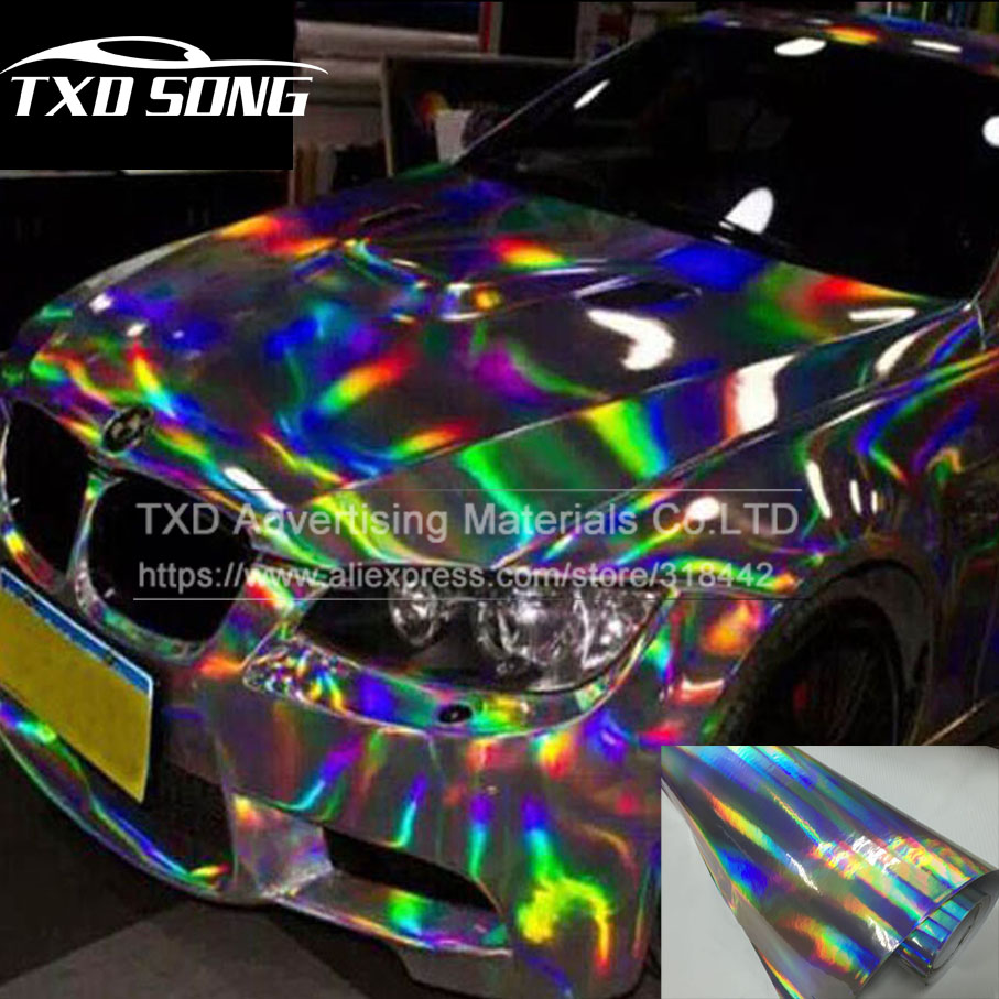 Holographic Laser Chrome Rainbow Car Bubble Vinyl Wrap - China Holographic  Vinyl Film, Laser Bubble
