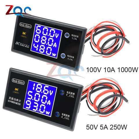 DC 0-100V 5A 250W/10A 1000W LCD Digital Voltmeter Ammeter Wattmeter Voltage Current Power Meter Volt Detector Tester Monitor ► Photo 1/6