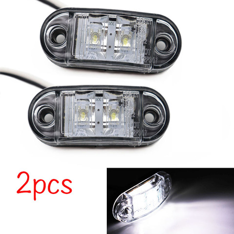 2Pcs 12V / 24V LED Side Marker Lights Car External Lights Warning Tail Light Auto Trailer Truck Lorry Lamps White color ► Photo 1/6