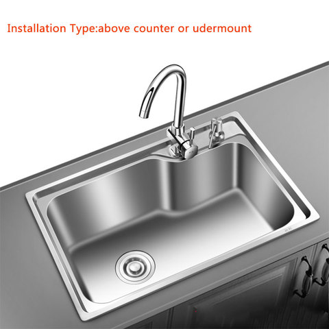 kitchen sink stainless steel Finished brushed single bowl sink kitchen above counter or undermount without faucet kitchen sinks ► Photo 1/6