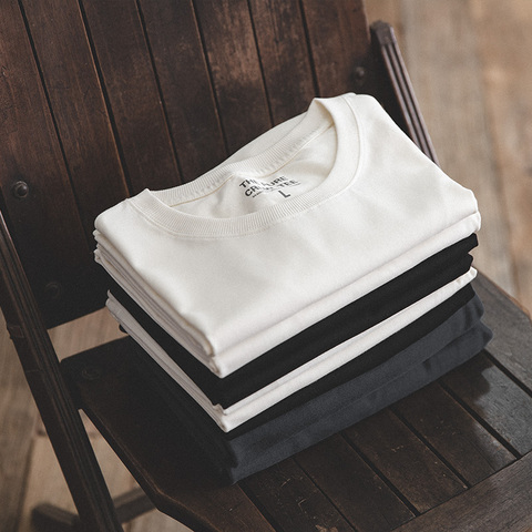 MADEN 2Pcs Men's  T-shirt Short-sleeved Round Neck black White Cotton T Shirts Men Regular Version Solid Clothing ► Photo 1/6