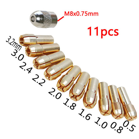 11 Pieces Brass Dremel Collet Mini Drill Chucks Including 0.5/0.8/1.0/1.6/1.8/2.0/2.2/2.4/3.0/3.2mm ► Photo 1/1