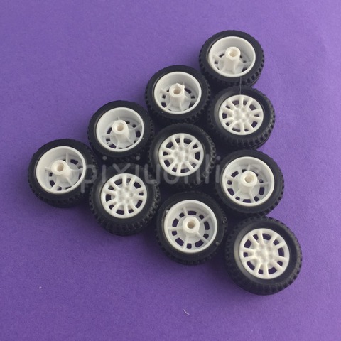 10pcs/lot J253Y Mini 20mm Model Vehicle Wheel Hollow out Rubber Plastic Wheel DIY Model Car Making Parts ► Photo 1/4