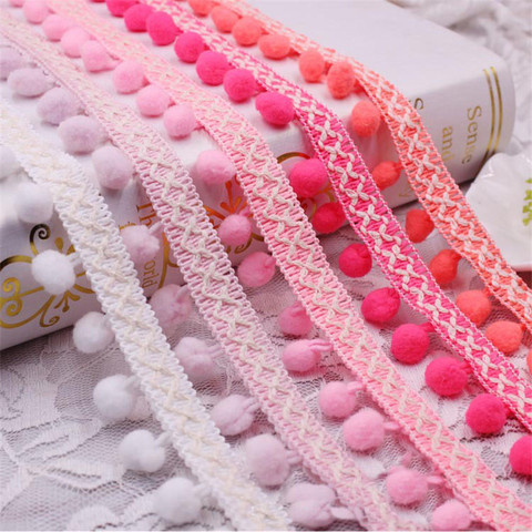 Pompom Lace Trim Pom Pom Bobble Braid Tassel Ball Fringe Ribbon Colors Lace Fabric DIY Material Crafts Sewing Accessories 1yard ► Photo 1/6