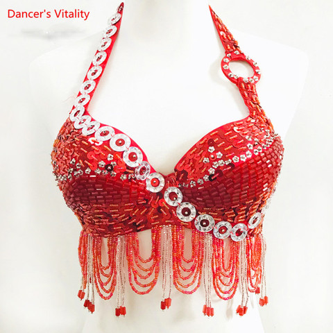 Women's Belly Dance Costume Bra Top Indian Eastern Dance Sequined Beaded Fringed Beaded Fringe Dance Competition Costume ► Photo 1/5