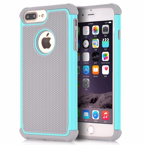 Case for iPhone 6 6S 7 Plus,PC+TPU Dual Protection Full-Body Protect Case for iPhone 7 Shockproof Cover Shell w/Screen Protector ► Photo 1/6