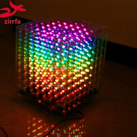 electronic diy kit 2022 NEW 3D 8 8x8x8 RGB/Colorful led cubeeds kit with Excellent animations Christmas Gift for SD card ► Photo 1/6
