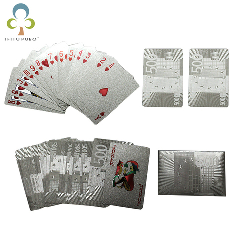 One Deck Silver Foil Poker Euros Style Plastic Poker Playing Cards Waterproof Cards Good Price Gambling Board game GYH ► Photo 1/4