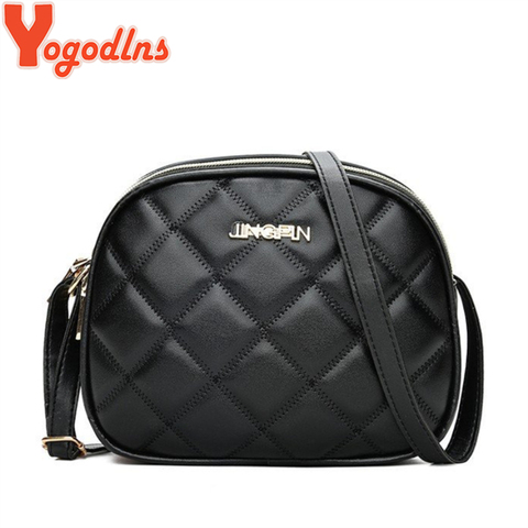 Yogodlns Fashion PU Leather Messenger Women Bag Girls Ladies Shoulder Bags Black Plaid Lattice Small Crossbody Bags Handbag ► Photo 1/6