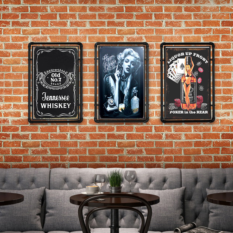 Metal Plaque Whiskey Bourbon Tin Sign Vintage Metal Wall Decor Bar Pub Cafe 
