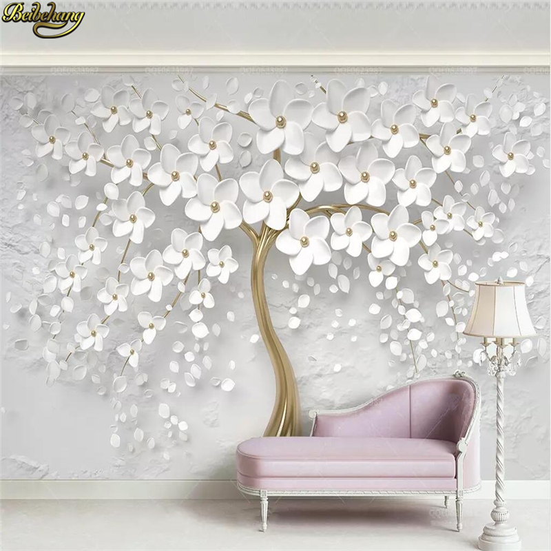beibehang Custom 3d wallpaper mural beautiful wedding room white flowers 3d  embossed TV background wall papers home decor - Price history & Review |  AliExpress Seller - Simple-fashion 