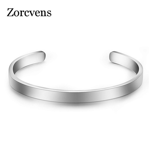 ZORCVENS Silver Color Cuff Bangle for Man and Women Quality 316L Stainless Steel Punk Bangle Bracelet Titanium Jewelry ► Photo 1/6