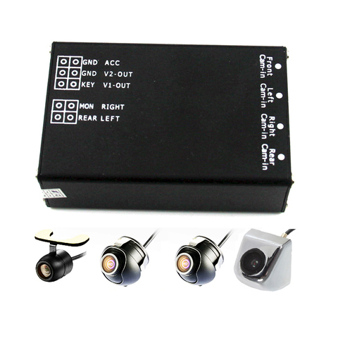 Quad view car cameras control box for car 4 camera system,control four-way camera rear front side switch ► Photo 1/6