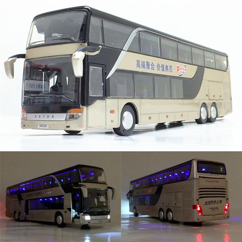 Sale High quality 1:32 alloy pull back bus model,high imitation Double sightseeing bus,flash toy vehicle, free shipping ► Photo 1/6