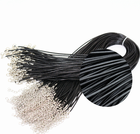 100pcs 18'' Black 1.5mm Wax Cord Necklace Cord For DIY Craft Jewelry,Lobster Clasp Black Wax Cord Necklaces ► Photo 1/5