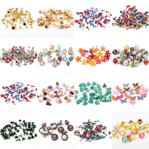 Mix Butterfly Flower Leaf Shape Rhinestone Studs And Spikes For Clothes Round Square Brads Scrapbooking Embellishment Fastener ► Photo 1/6