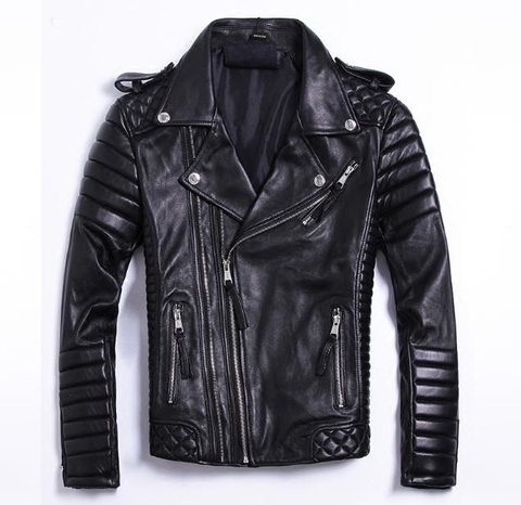 Free shipping.Plus size Brand soft sheepskin leather coat for man,men's genuine Leather jacket.fashion slim motor leather clothe ► Photo 1/4
