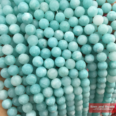 Wholesale Natural Stone Frosted Blue Amazonite Beads Round Loose agat Beads 6MM 8MM 10MM 12MM For Bracelet Necklace Making FAB32 ► Photo 1/1