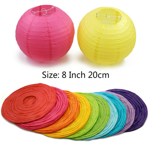 1pc 8Inch 20 multicolor Chinese Round Paper Lanterns ball for Wedding Party Hanging lanterns Birthday Decor babyshower supplies ► Photo 1/6