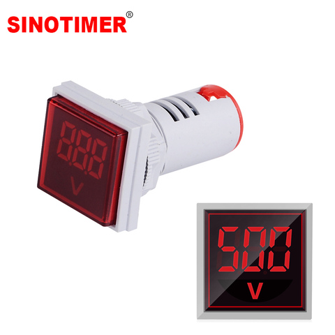 AC 60-500V Square Digital Voltmeter Single LED Display Voltage meter Signal Light Electrical Tester ► Photo 1/6