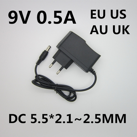 AC/DC Adapter AC 110-240V DC 9V 0.5A 500ma AC 100-240V Converter Power Adapter 9V0.5A Charger Power Supply 9 V Volt EU Plug ► Photo 1/1