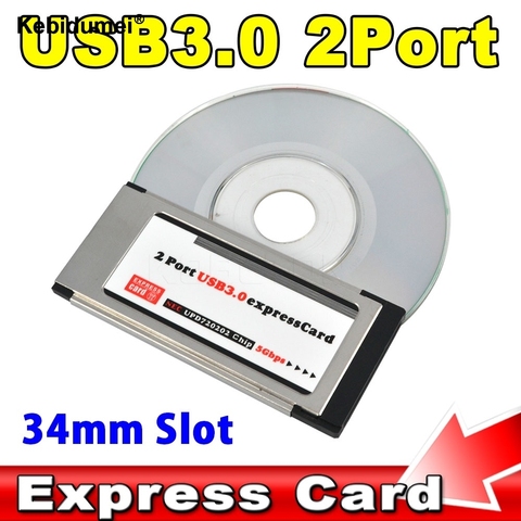 kebidumei PCI Express Card Expresscard to USB 3.0 2 Port Adapter 34 mm Express Card Converter ► Photo 1/6