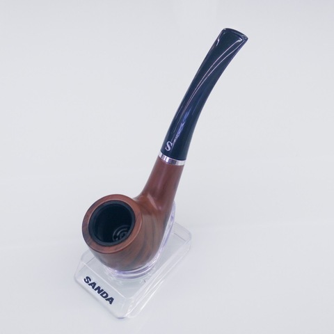 SWSMOK Portable Bakelite Pipe Bent Smoking Pipe Tobacco Pipe Filter Grinder Herb Wooden Pipe With Holder Cigarette Accessories ► Photo 1/6