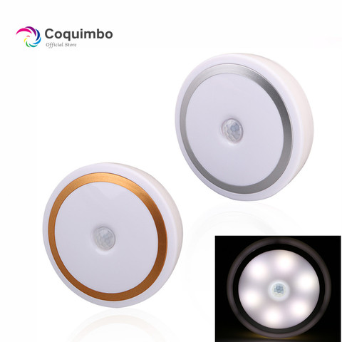 PIR Motion Sensor 6 LEDS Night Light Magnet Battery Operated Wall Light For Bedroom Bedside Corridor Kitchen Smart Light ► Photo 1/1