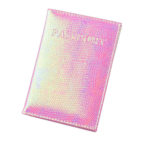 DIKEDAKU Shiny Pu Leather Passport Cover for Women Travel Card Ticket Passport Holder Case Cute English Word Covers for Passport ► Photo 1/6