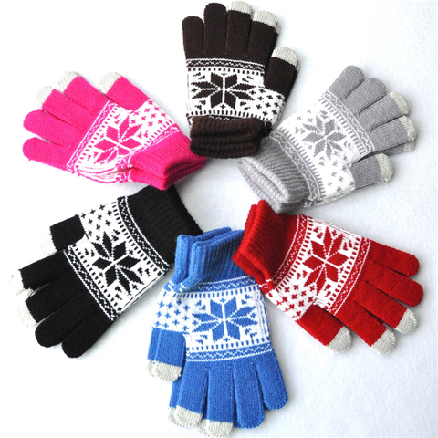 2022 Men/Women Stretch Knit Gloves New Wrist Full Finger Unisex Gloves Mittens Warm Winter Touch Screen Snow Luvas Xmas Gifts ► Photo 1/6