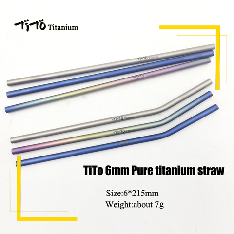 TiTo titanium straws with 1 cleaner brush titanium aolly bend straw kitchen Outdoor camping drinking gift straws ► Photo 1/6