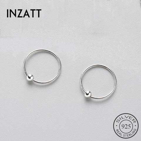 INZATT Minimalist Real 925 Sterling Silver Round Small Hoop Earrings Trendy Accessory For Women Girlfriend Jewelry Party Gift ► Photo 1/6