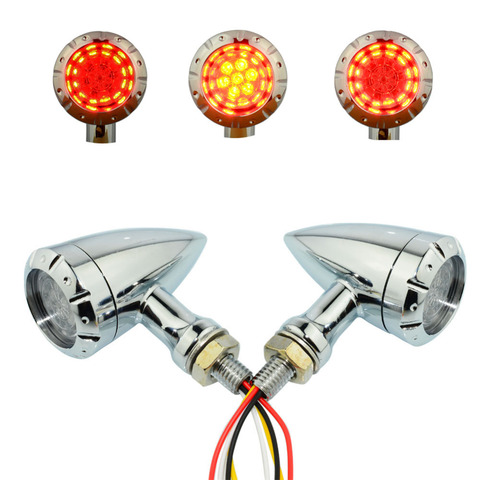 Universal 4 wire Chrome 12v Blinker running brake Bullet LED Brake Turn Signal Light Indicator Lamp Motorcycle for Harley Honda ► Photo 1/6