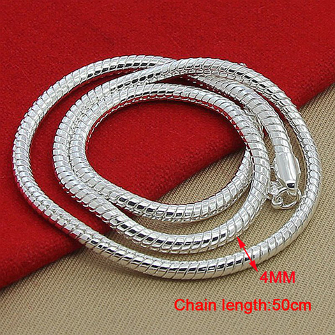 Men's 4mm 50cm Silver Snake Chain Necklaces 925 Sterling Silver Jewelry Necklace for Women ► Photo 1/5
