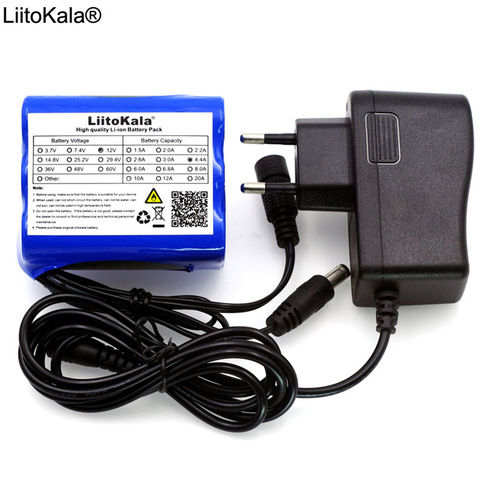 Liitokala 12 v 4.4 Ah 4400mAh 18650 Rechargeable batteries 12.6V PCB Lithium Battery pack Protection Board +12.6V 1A Charger ► Photo 1/6