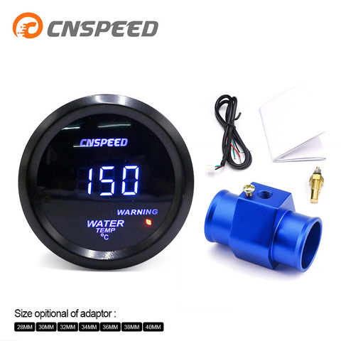 CNSPEED 2'' 52MM Car Digital Blue Led Water Temperature Gauge 40-150 Celsius With Water Temp Joint Pipe Sensor Adapter 1/8NPT ► Photo 1/6