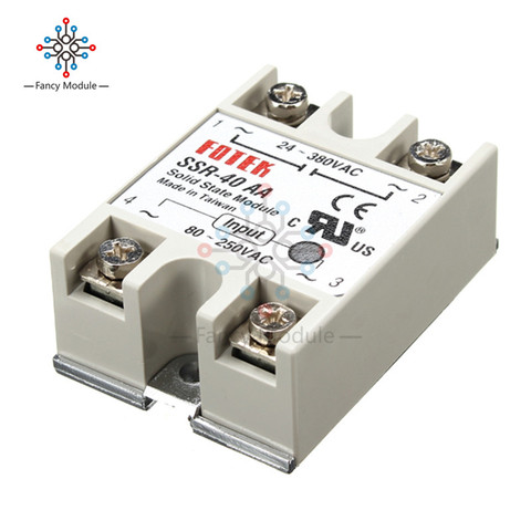 SSR-40AA-H 40A Solid State Relay Module 80-280V AC / 90-480V Aluminum Heat Sink ► Photo 1/5